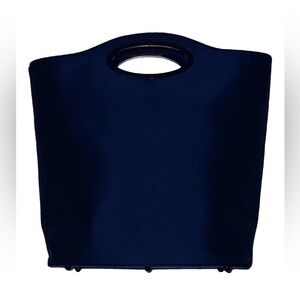 Gucci AUTHENTIC Vintage Iridescent Navy Blue Nylon Logo Handle Bag